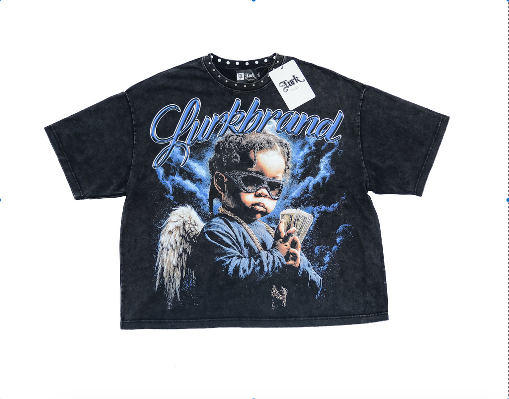 MONEYMAKER IN THE CHAOS CHERUB LURK BOXY BLACK TEE