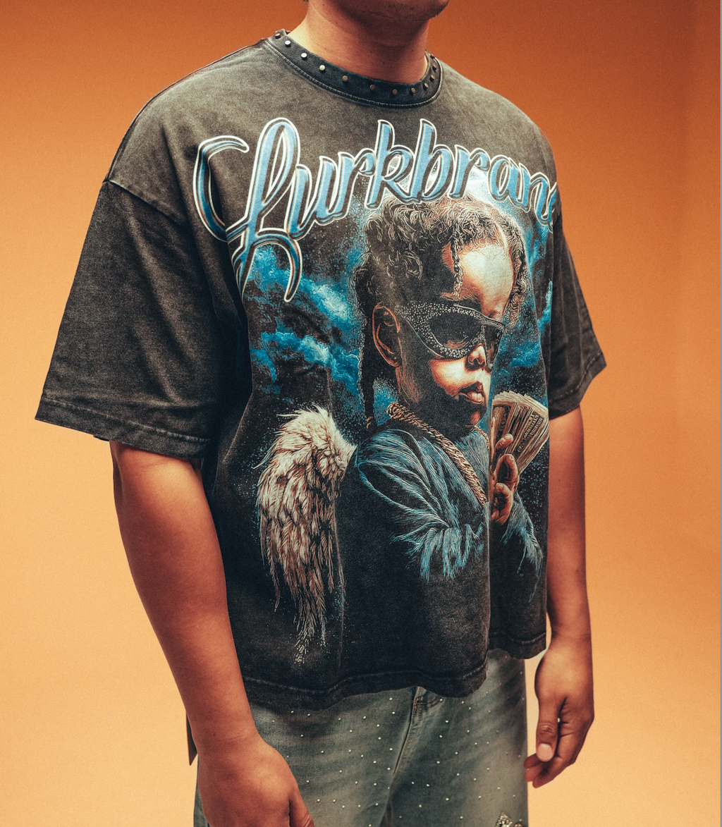 MONEYMAKER IN THE CHAOS CHERUB LURK BOXY BLACK TEE